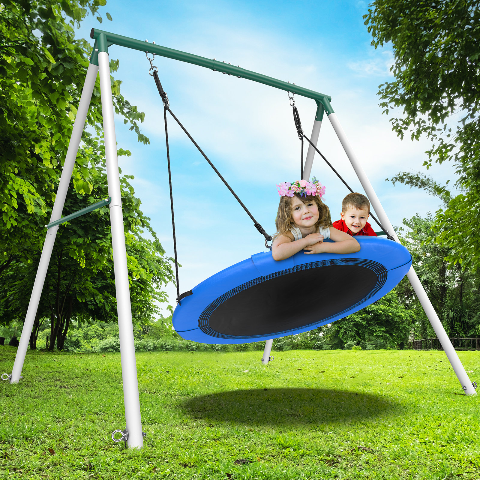 Klo Kick 500 Lbs Heavy Duty Swing Sets With 50 Inch Saucer Swing